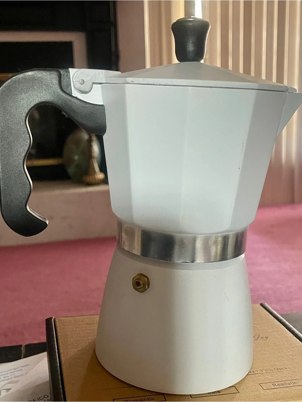 Teaspressa White Stovetop Coffee Maker Moka Pot with Black Handle brand New